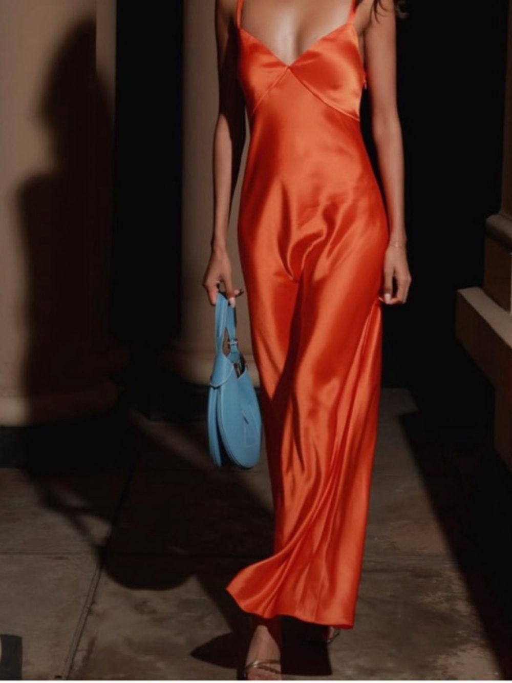 SALONI Mimi B 100% Silk Papaya Orange Maxi Gown US 2 UK 6 – Never Worn